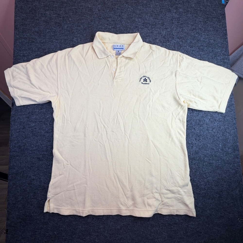 Vtg Gear For‎ Sports Polo Shirt Mens XL Yellow Hotel Nikko Atlanta Buckhead